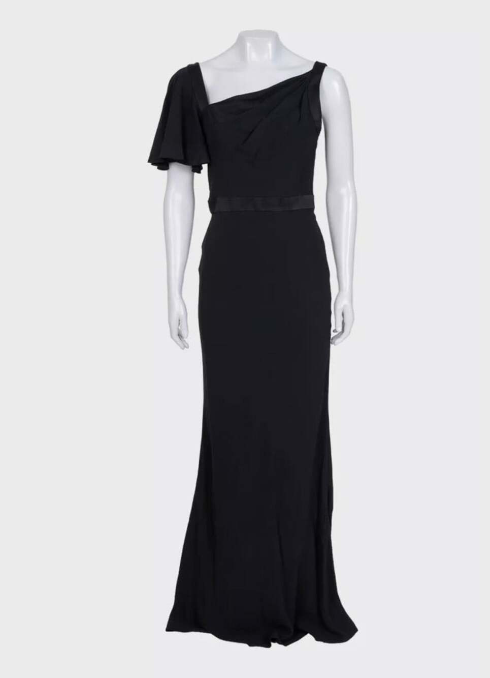 NWOT Alexander McQueen Black Asymmetric Maxi Dress Sz.42